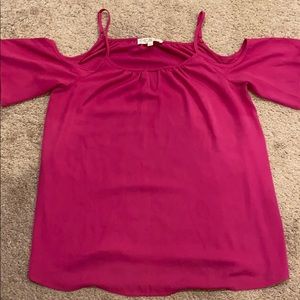Pink cold shoulder tank top